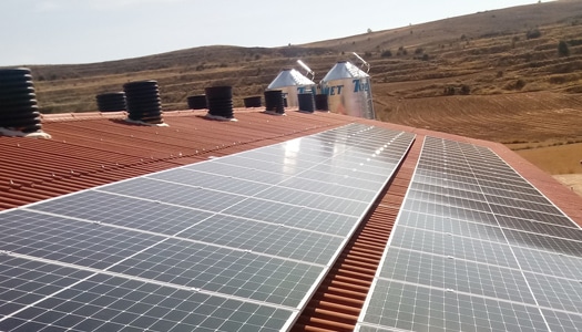 Instalación de placas solares en granjas